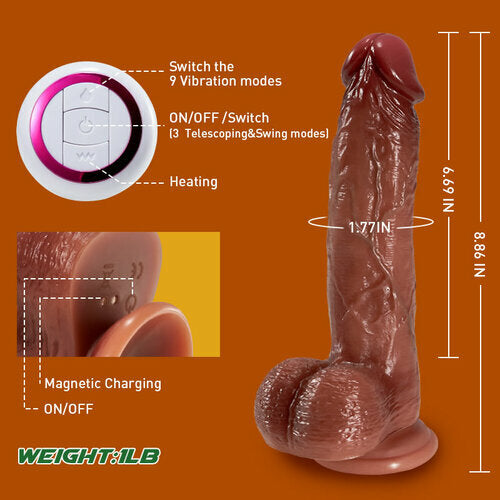 8.86 inch New Super Simulation Makeup Electric Penis Expansion, Rotation, Swing, Vibration, Adult Female Sex Products Cross-border