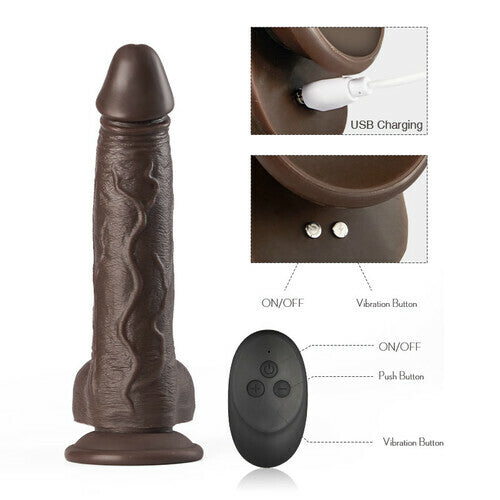 8.7 Inches Yingjue K05 Emulated Black Coffee Masculine Wireless Telescopic Rotating Vibrating Rod Adult Female Sexual Products