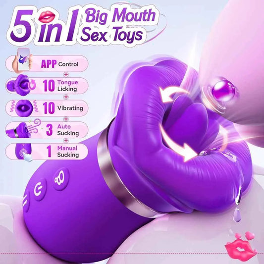 Realistic Tongue Vibrator App-Controlled Kissing Sucking Vibrator
