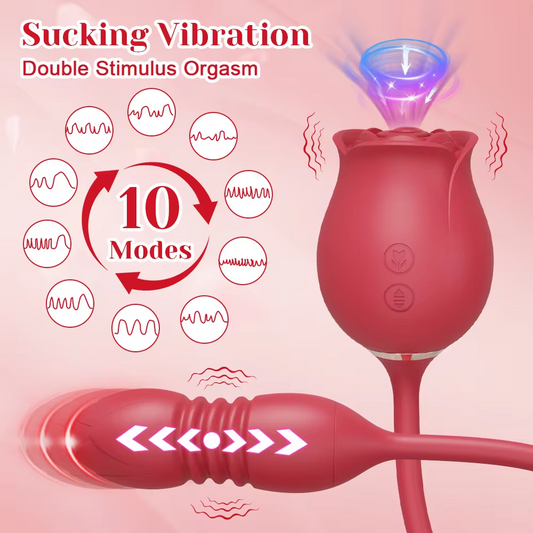 Upgraded Rose Sex Toy for Women with 10 Sucking & Thrusting Vibrating Dildos G