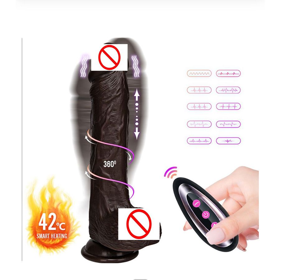 8.7 Inches Yingjue K05 Emulated Black Coffee Masculine Wireless Telescopic Rotating Vibrating Rod Adult Female Sexual Products