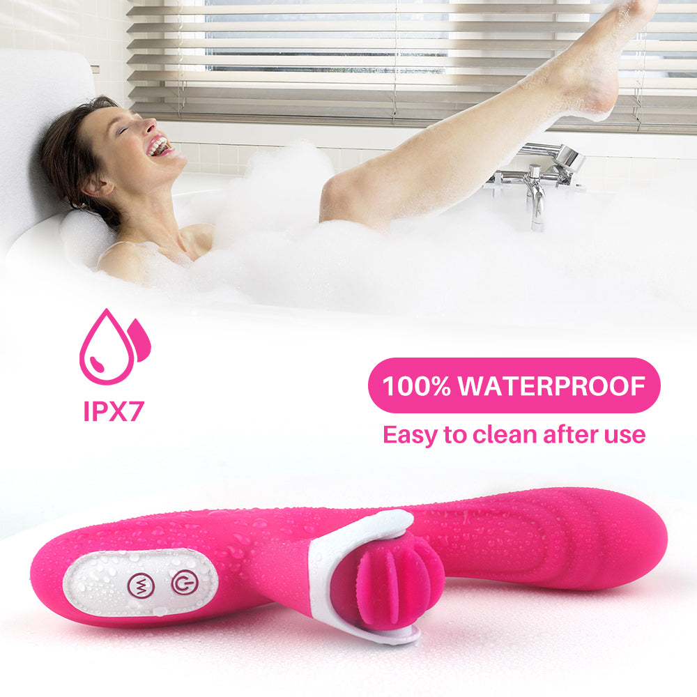 Busy girl windmill 360 rotating dildo anal nipple clitoris g-spot sports massager tongue licking sex toy female vibrator