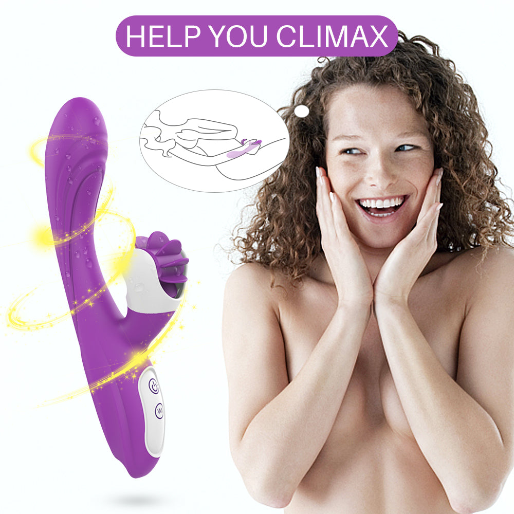 Busy girl windmill 360 rotating dildo anal nipple clitoris g-spot sports massager tongue licking sex toy female vibrator