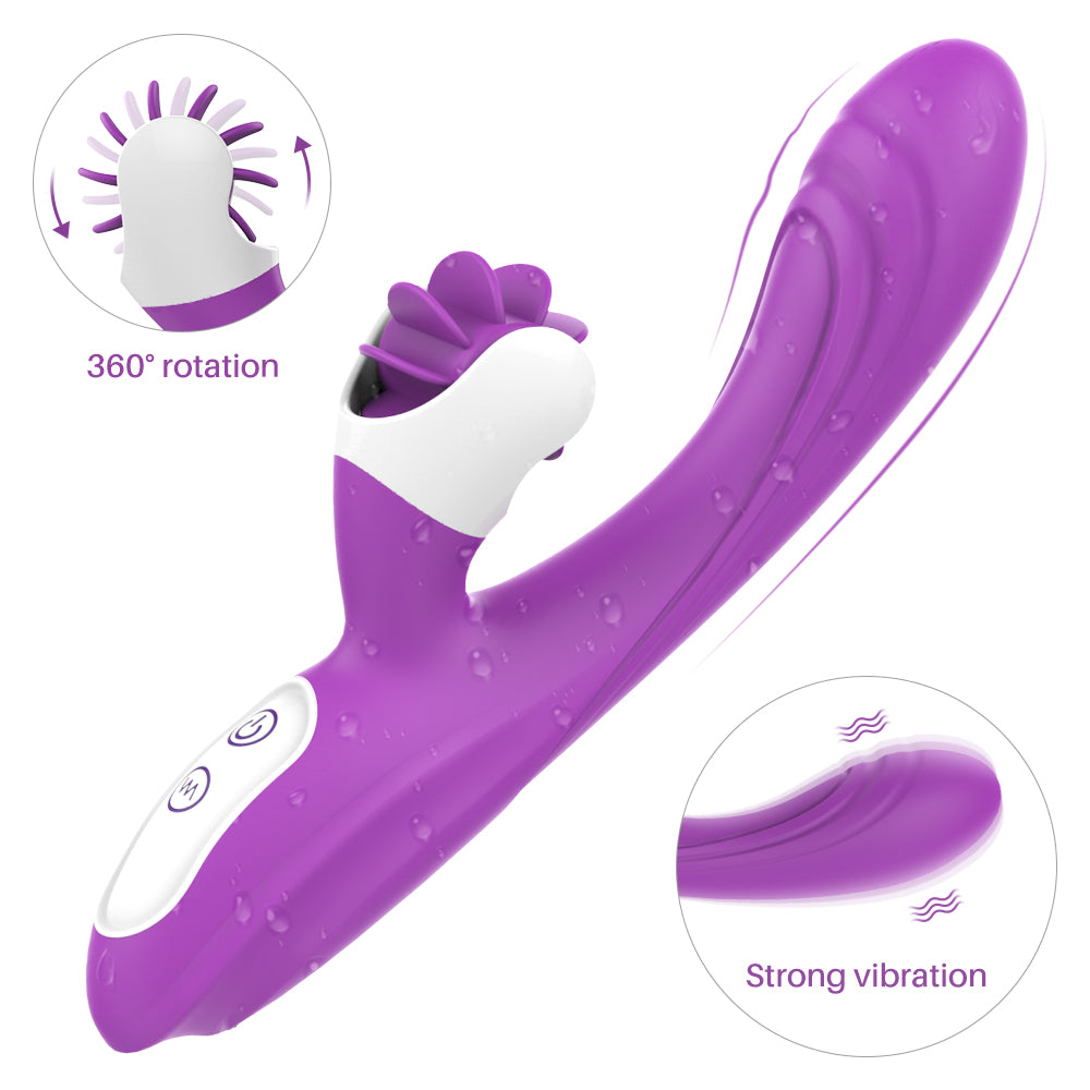 Busy girl windmill 360 rotating dildo anal nipple clitoris g-spot sports massager tongue licking sex toy female vibrator