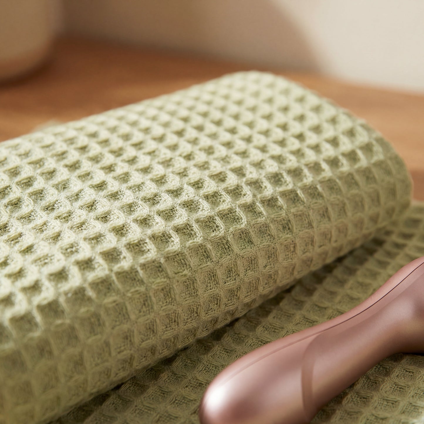 Waffle-Knit Pure Cotton Towel