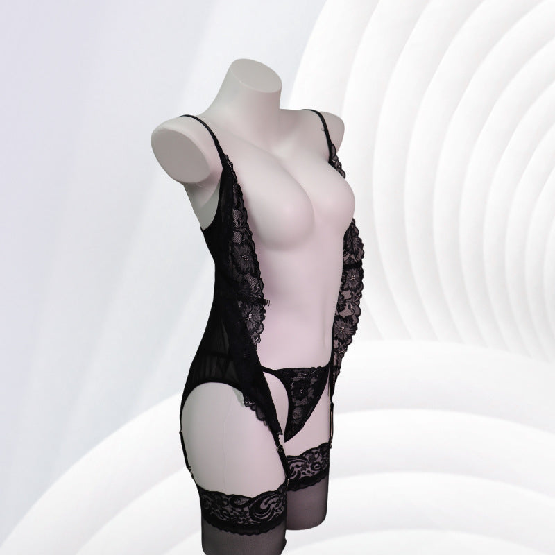 Erotic Lingerie Set With Lace Up And Sexy Stockings
Three Piece Set For Women's Erotic Lingerie