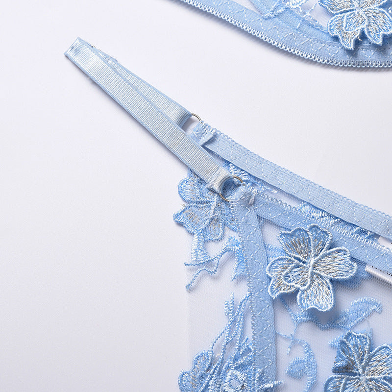 Flower Embroidery Suit Lingerie