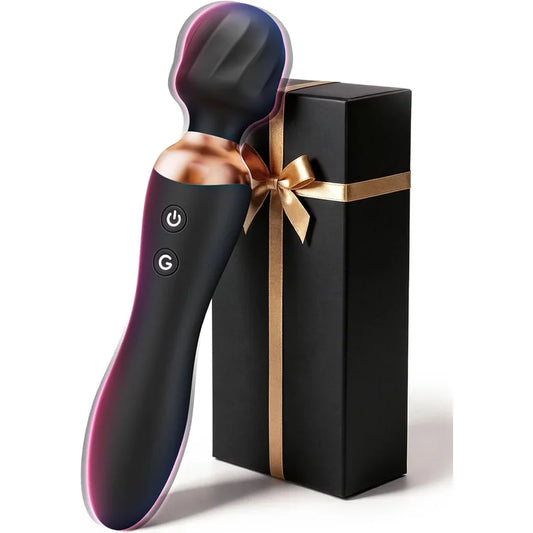 Dual-Ended Dildo Vibrator Wand - 24 Vibration Patterns Couple Clitoral Nipple Weight Toys