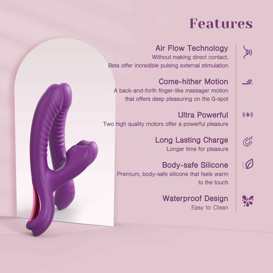 Rabbit Vibrator With Suction Come-hither For Clit & G-spot Pleasure