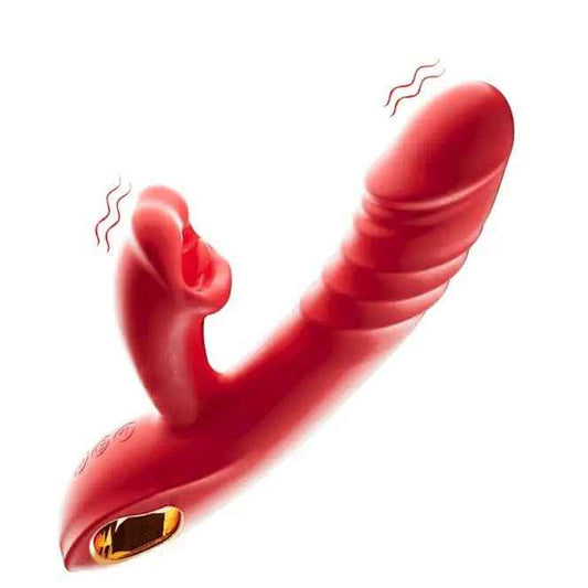 Mouth-Shaped Biting G Spot Thrusting Dildo Vibrator