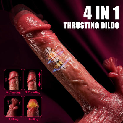 8.7 Inches Heating & Licking Realistic Dildo Vibrator With 3 Thrusting Modes