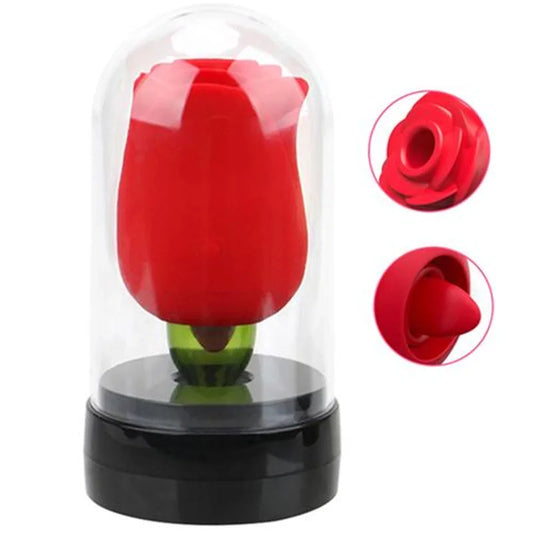 2 in 1 Rose Sucking & Tongue Licking Black Rose Toy