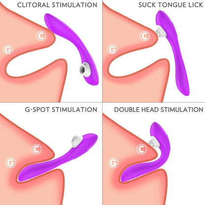Clitoris 3 in 1 Dildo Clitoris g-spot Sex Toys Massager Tongue Licker Female Sucking Vibrator
