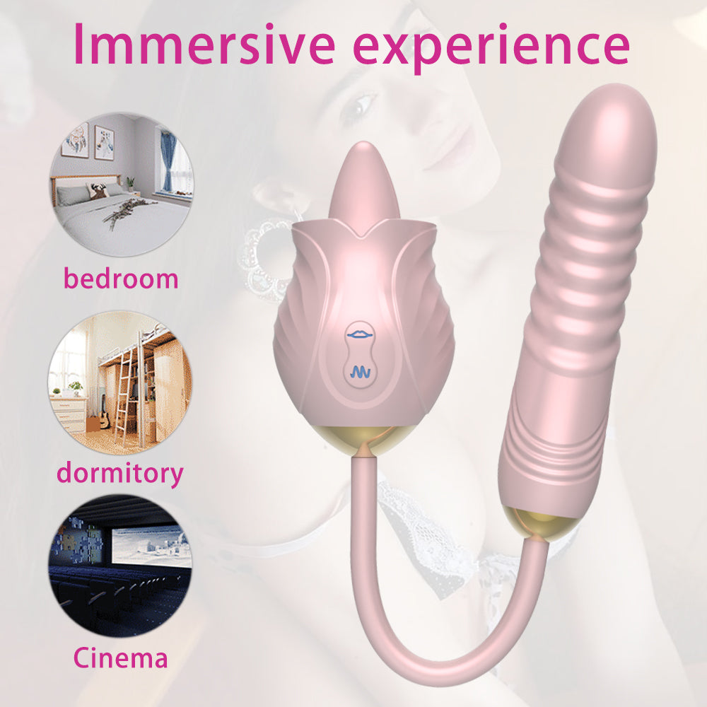 New Rose Full Court Flower Generation 6 G-spot Tongue Licking Vibration Constant Temperature Double Headed Female Masturbation Device Female Fun Products