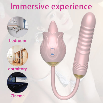 New Rose Full Court Flower Generation 6 G-spot Tongue Licking Vibration Constant Temperature Double Headed Female Masturbation Device Female Fun Products