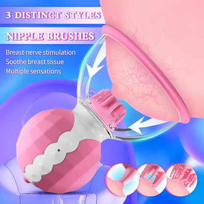 360° Rotating Breast Suckers With 3 Nipple Brushes