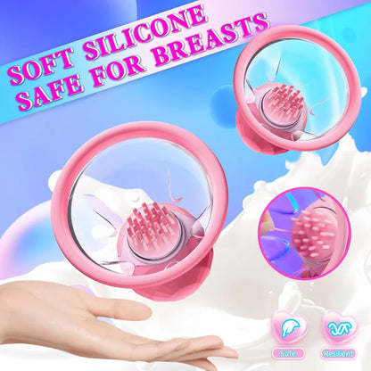 360° Rotating Breast Suckers With 3 Nipple Brushes