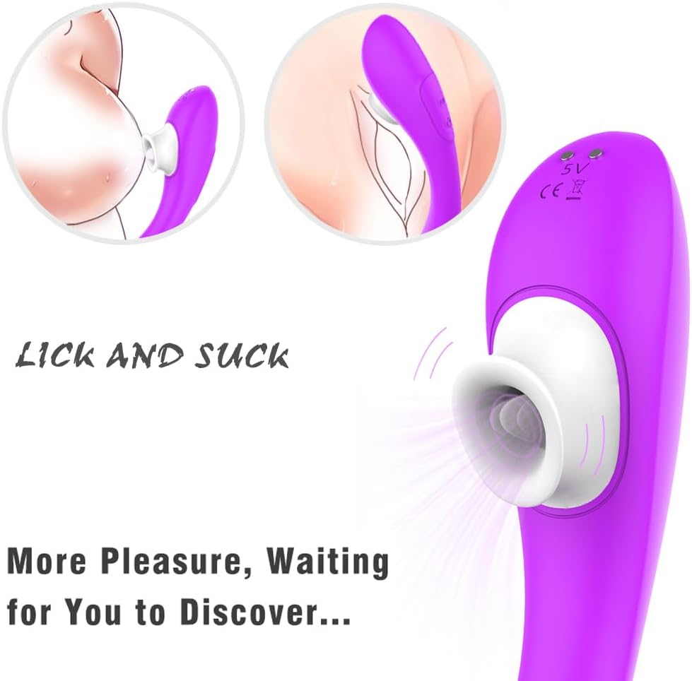 Clitoris 3 in 1 Dildo Clitoris g-spot Sex Toys Massager Tongue Licker Female Sucking Vibrator