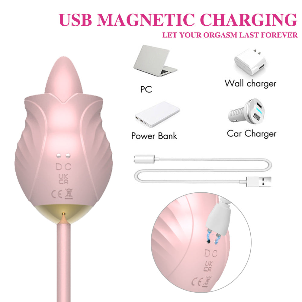 New Rose Full Court Flower Generation 6 G-spot Tongue Licking Vibration Constant Temperature Double Headed Female Masturbation Device Female Fun Products