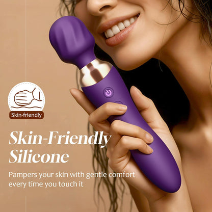 Sex Toys Women, Dual-Ended Dildo Vibrator Wand, 24 Vibration Patterns, Powerful Quiet Motor, Adult Sex Toy, Cordless & Waterproof Massager Solo & Couple Clitoral Nipple Weight Toys - Purple
