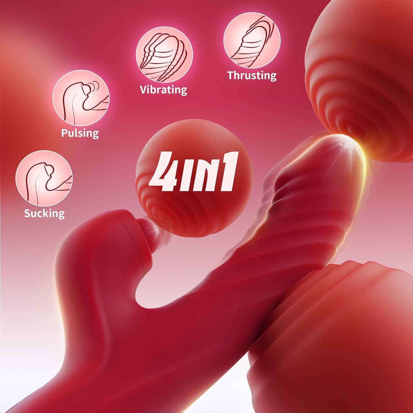 Vibrator Thrusting Dildo for Women G Spot Rose Toy Clitoral Stimulator Sex Toys Dildos Vibrator with 10 Vibration 7 Thrust Mode with Licking, Rabbit Vibrators Adult Sex Toy Couple AI Sync Games