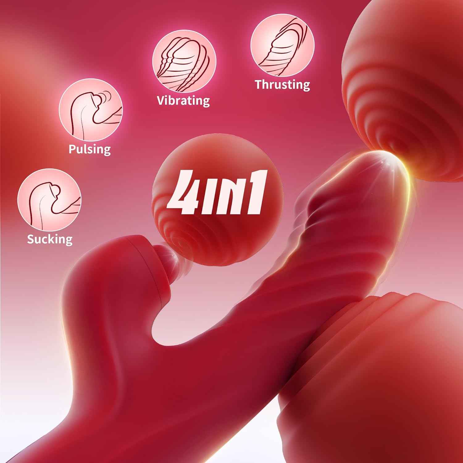 Vibrator Thrusting Dildo for Women G Spot Rose Toy Clitoral Stimulator Sex Toys Dildos Vibrator with 10 Vibration 7 Thrust Mode with Licking, Rabbit Vibrators Adult Sex Toy Couple AI Sync Games