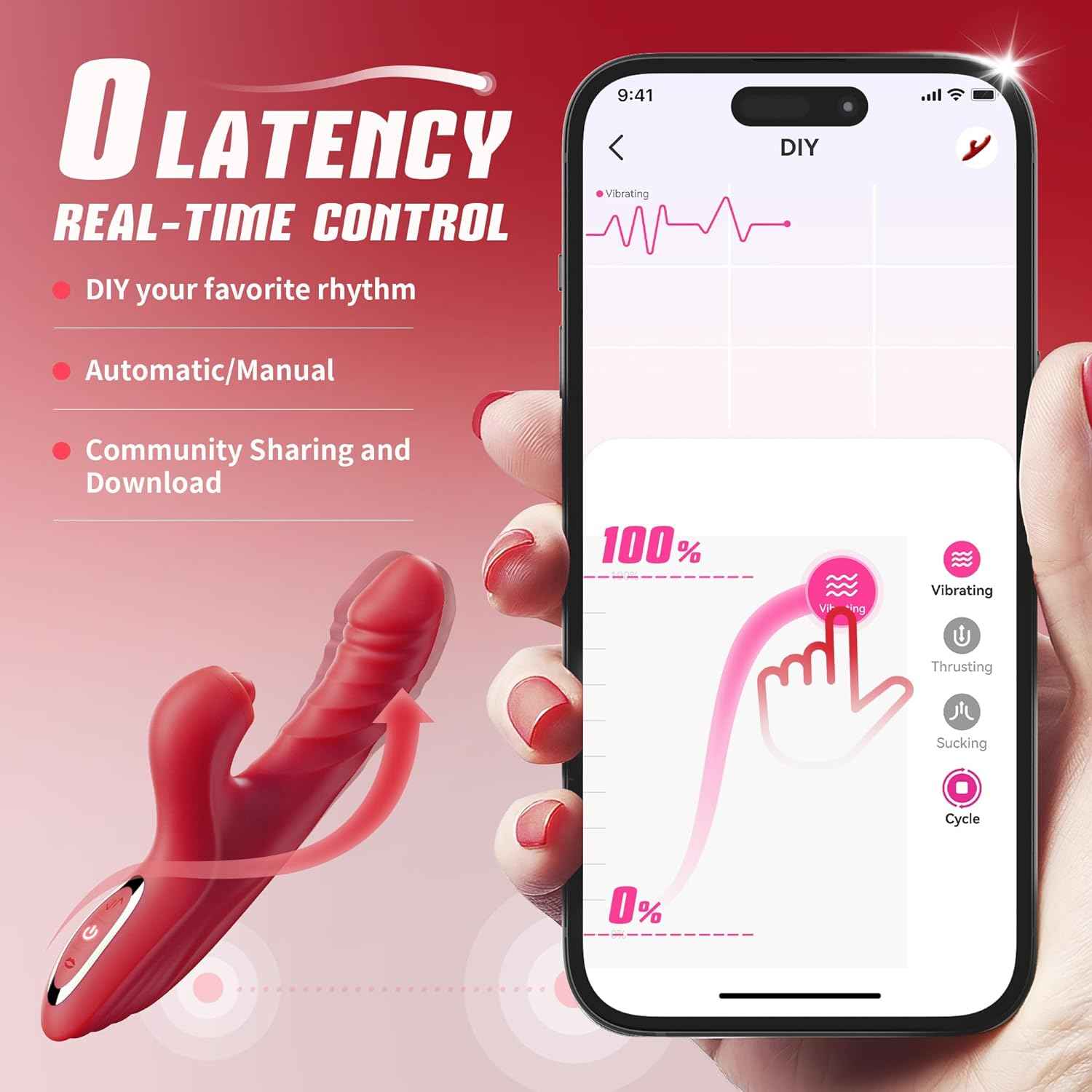 Vibrator Thrusting Dildo for Women G Spot Rose Toy Clitoral Stimulator Sex Toys Dildos Vibrator with 10 Vibration 7 Thrust Mode with Licking, Rabbit Vibrators Adult Sex Toy Couple AI Sync Games
