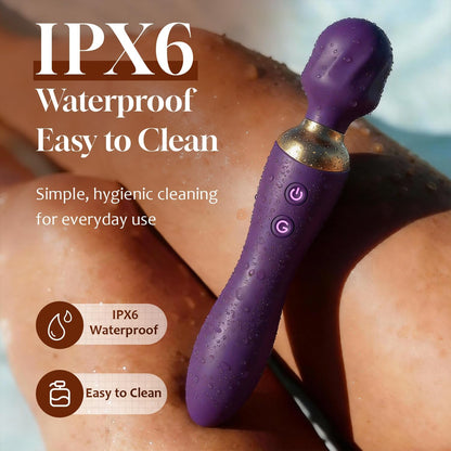Sex Toys Women, Dual-Ended Dildo Vibrator Wand, 24 Vibration Patterns, Powerful Quiet Motor, Adult Sex Toy, Cordless & Waterproof Massager Solo & Couple Clitoral Nipple Weight Toys - Purple