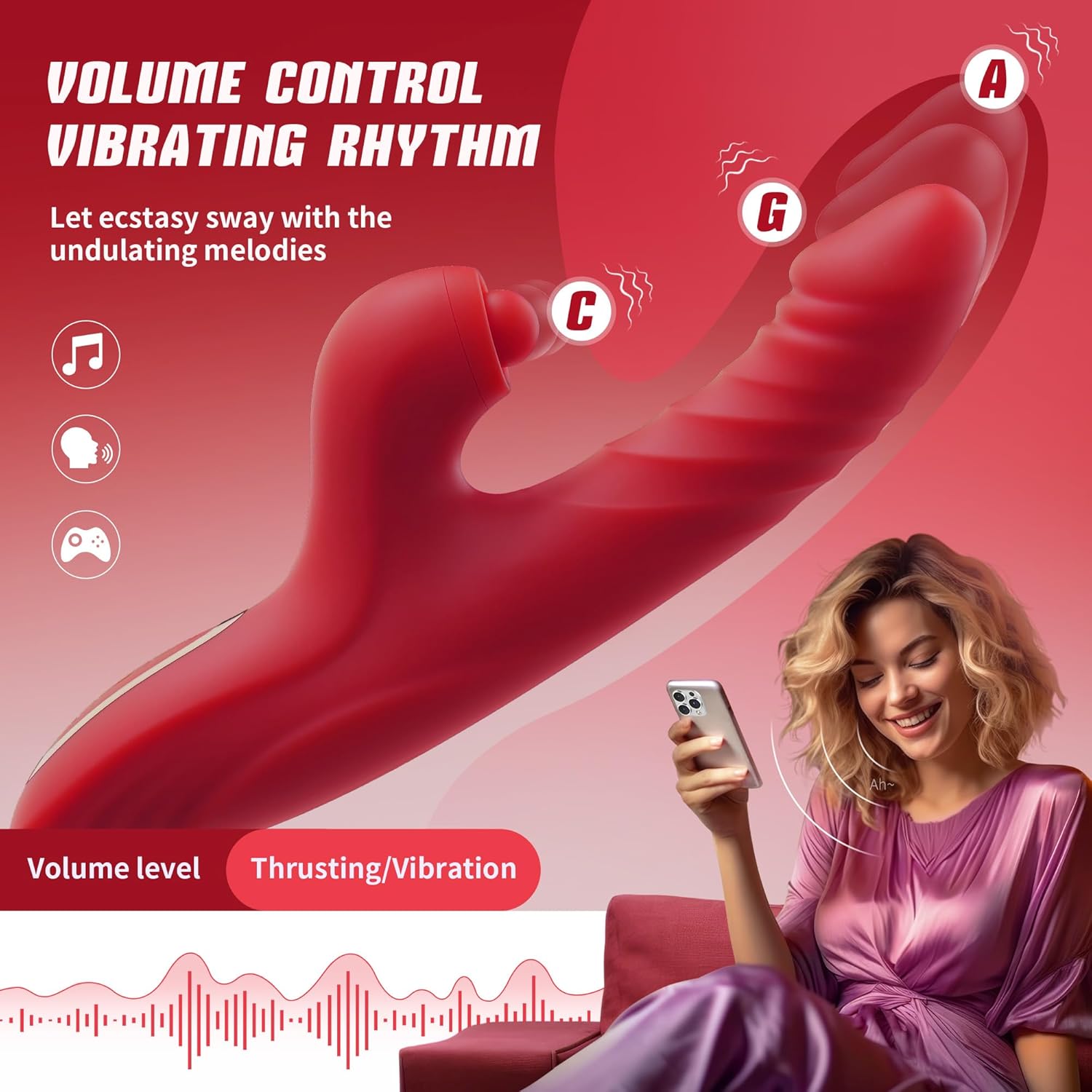 Vibrator Thrusting Dildo for Women G Spot Rose Toy Clitoral Stimulator Sex Toys Dildos Vibrator with 10 Vibration 7 Thrust Mode with Licking, Rabbit Vibrators Adult Sex Toy Couple AI Sync Games