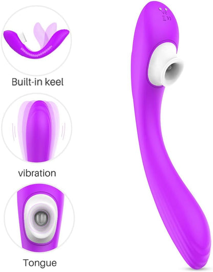 Clitoris 3 in 1 Dildo Clitoris g-spot Sex Toys Massager Tongue Licker Female Sucking Vibrator