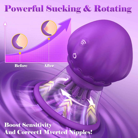 JellyNip Jellyfish Rotating Nipple Vibrator Detachable Suction Cup (1 Pcs)