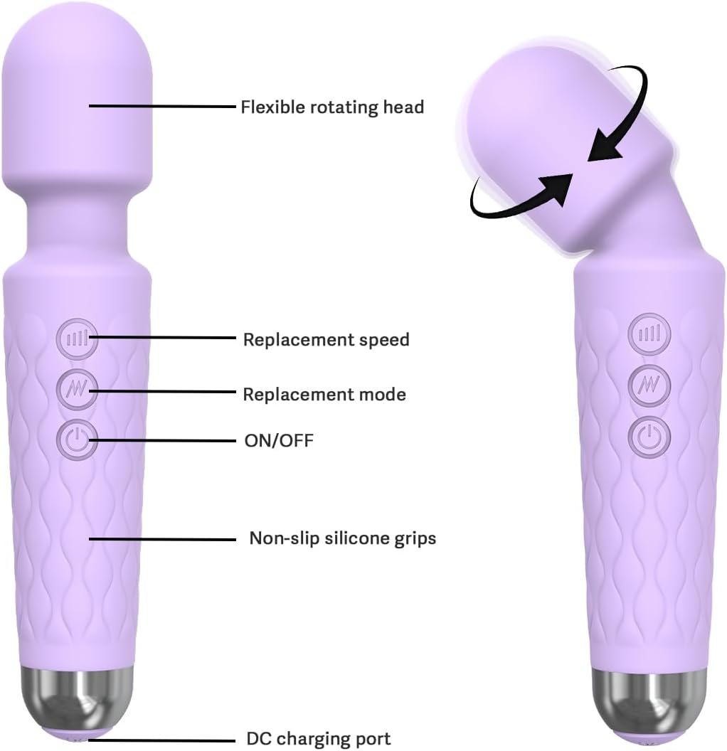 Power Wand Massager for Women – 20 Vibration Modes, Rechargeable
