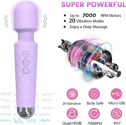 Power Wand Massager for Women – 20 Vibration Modes, Rechargeable