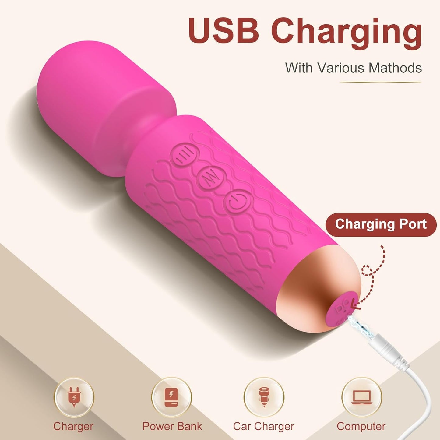 Power Wand Massager for Women – 20 Vibration Modes, Rechargeable