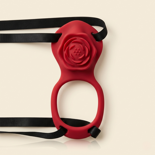 internal ritual no. 18 - rose toy with tongue glide no. 3 & strap-on rose cock ring loop no. 1