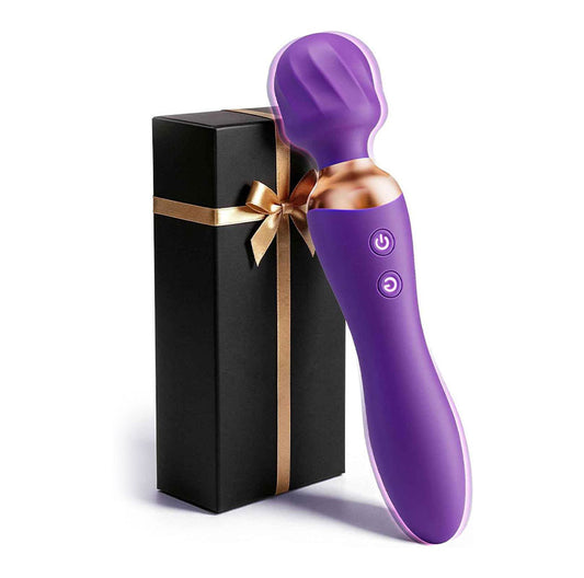 Dual-Ended Dildo Vibrator Wand - 24 Vibration Patterns Couple Clitoral Nipple Weight Toys