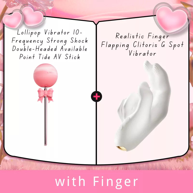 Lollipop Vibrator 10-Frequency Strong Shock Double-Headed Available Point Tide AV Stick