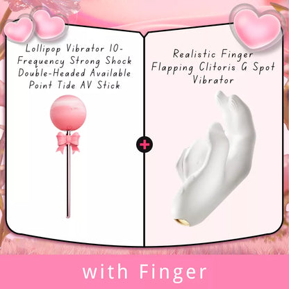 Lollipop Vibrator 10-Frequency Strong Shock Double-Headed Available Point Tide AV Stick