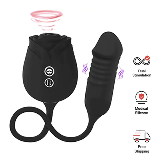 Black Rose -2026 Upgraded Rose Clit Sucking G-spot Dildo Bodysafe Silicone - Kisvibe