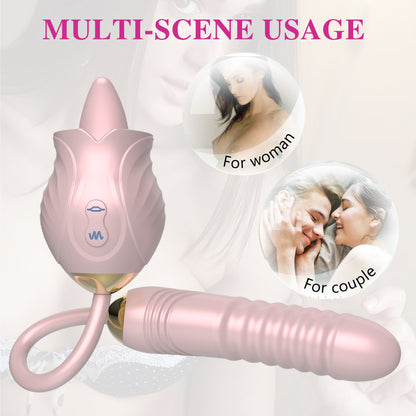New Rose Full Court Flower Generation 6 G-spot Tongue Licking Vibration Constant Temperature Double Headed Female Masturbation Device Female Fun Products