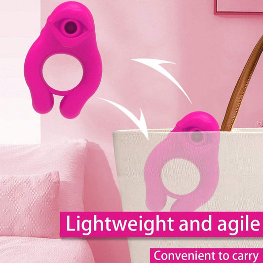 Mouth Sucking & Vibrating Cock Ring With Clit Sucker|Dual Pleasure Clitoral