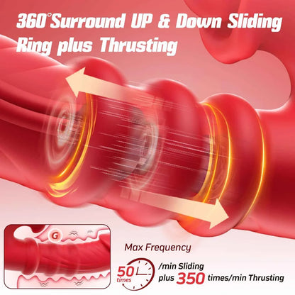 APP-Controlled Thrusting Rabbit Vibrator Dildo Licking and Sliding Ring