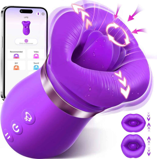 Realistic Tongue Vibrator App-Controlled Kissing Sucking Vibrator