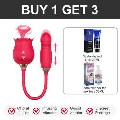Double Headed Rose Clit Sucker & Telescopic Vibrator