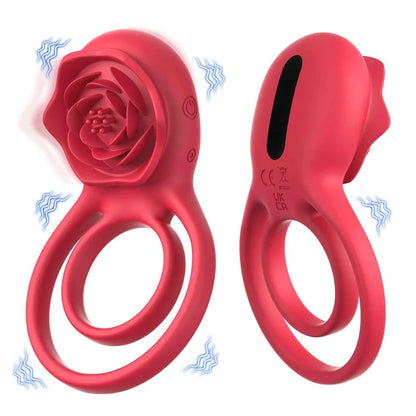 Cock Ring With Rose Clit Vibrator for Couples