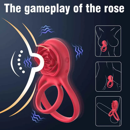 Cock Ring With Rose Clit Vibrator for Couples