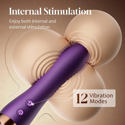 Dual-Ended Dildo Vibrator Wand - 24 Vibration Patterns Couple Clitoral Nipple Weight Toys
