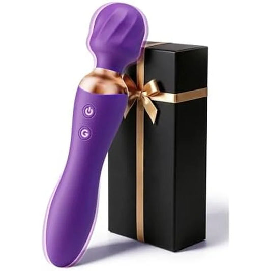 Dual-Ended Dildo Vibrator Wand - 24 Vibration Patterns Couple Clitoral Nipple Weight Toys