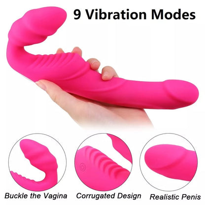 Remote Control Vibrating Strapless Strap-on