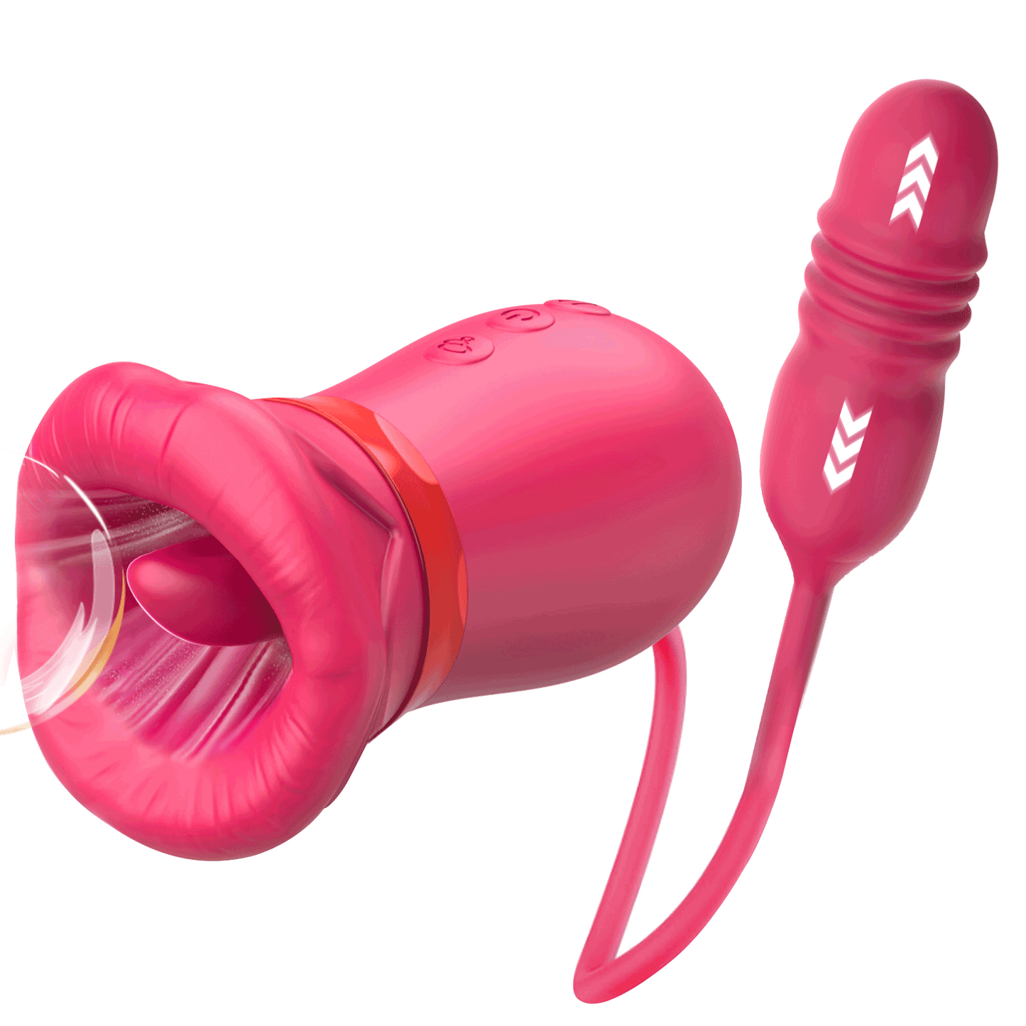 5-in-1 Big Mouth Kissing Licking Vibrator Rose Sucking Clitoral Stimulator With Thrusting Dildo